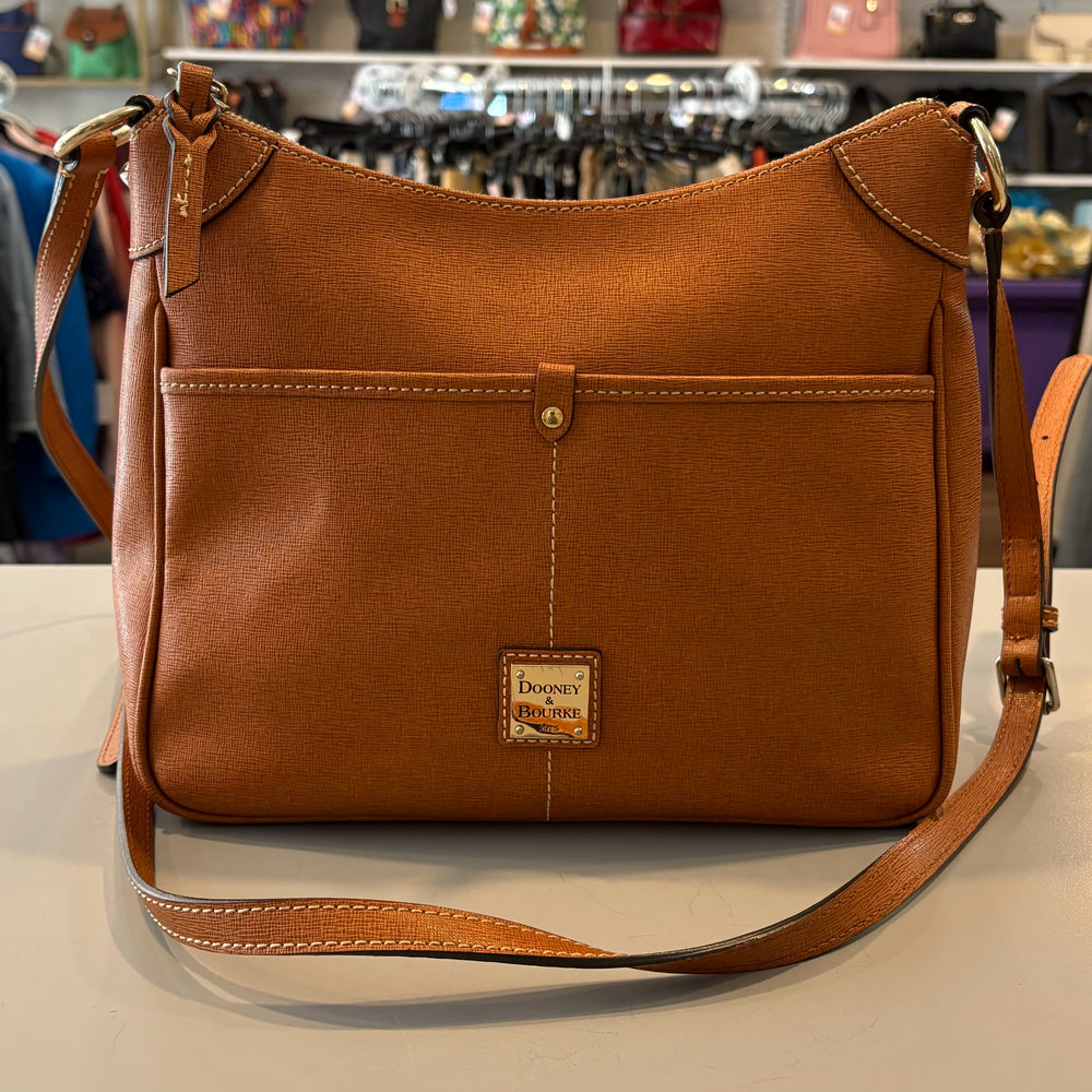 Dooney & Bourke Saffiano Leather Kimberly Crossbody in the Color Natural