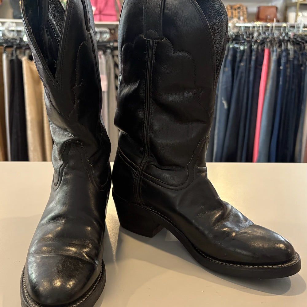Tony Lama Black Leather Boots Size:6B