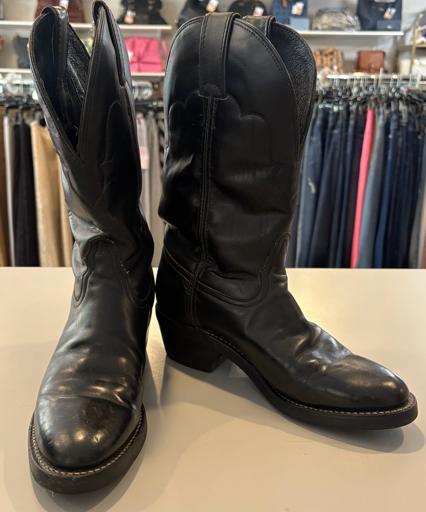 Tony Lama Black Leather Boots Size:6B