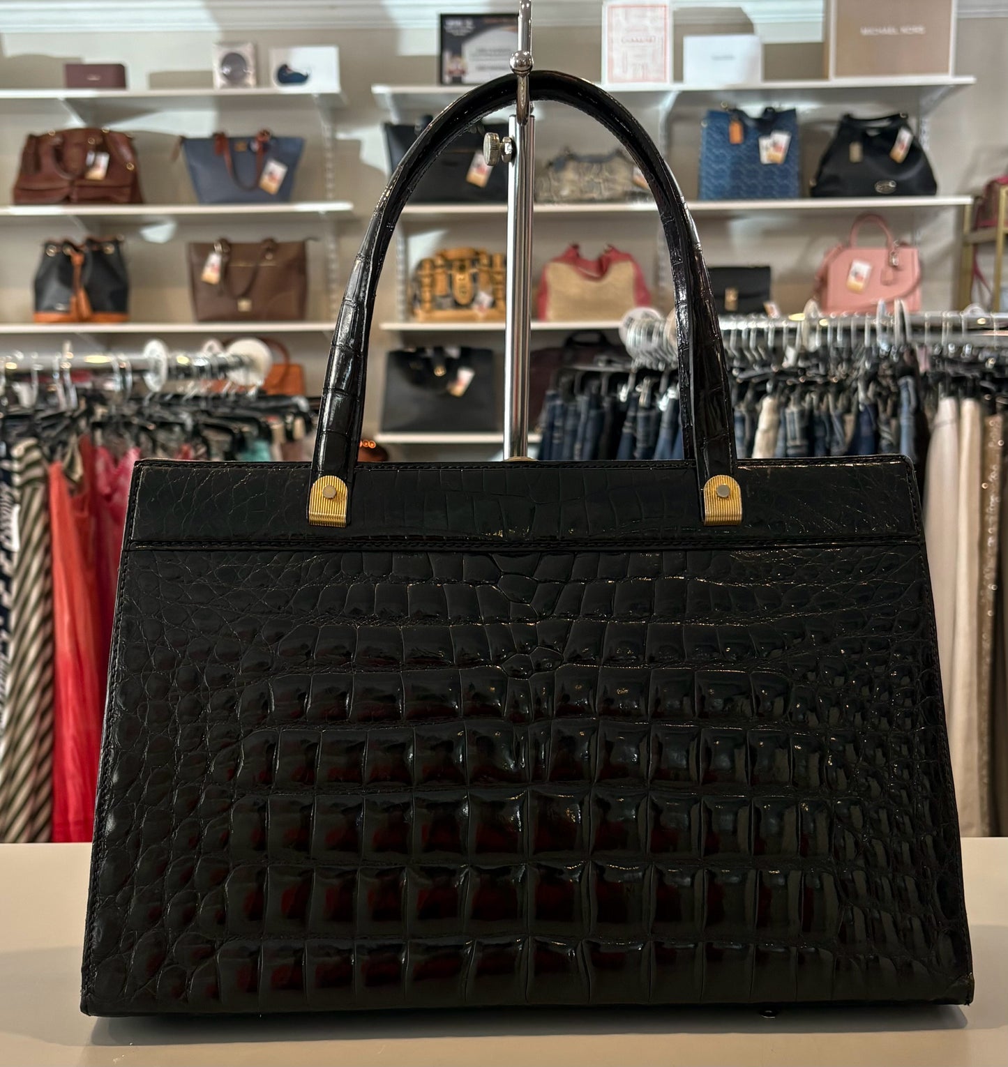 COBLENTZ Vintage Black Genuine Alligator Tote Bag