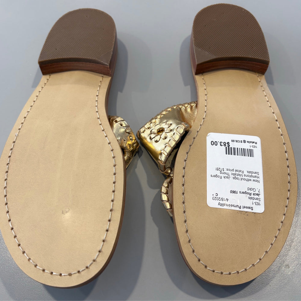 
                      
                        Jack Rogers Hamptons Metallic Thong Sandals- Gold Sz: 7
                      
                    