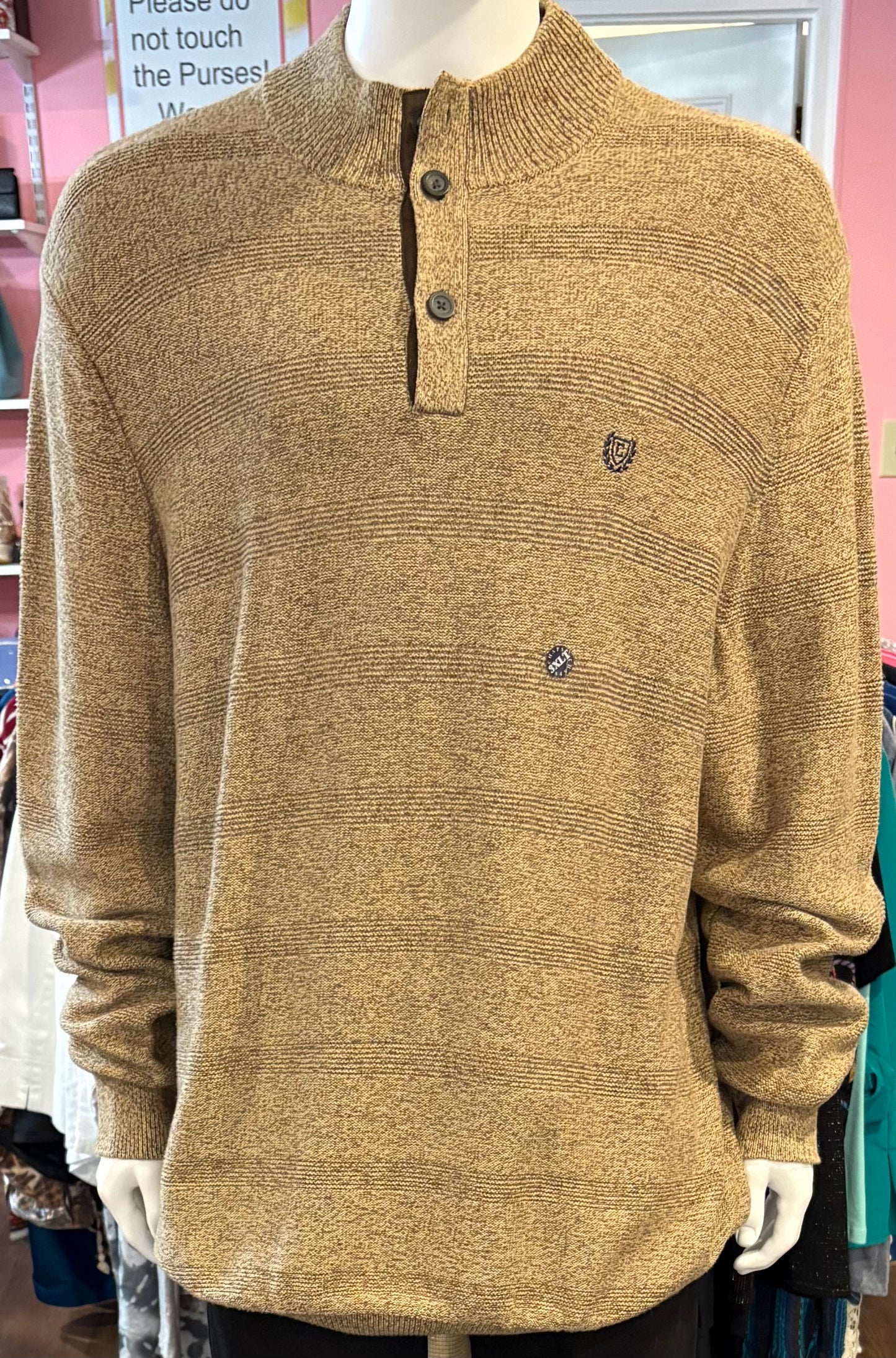 NWT Chaps Brown 100% Cotton Knit Mock-Neck Sweater Size: 3XL/Tall