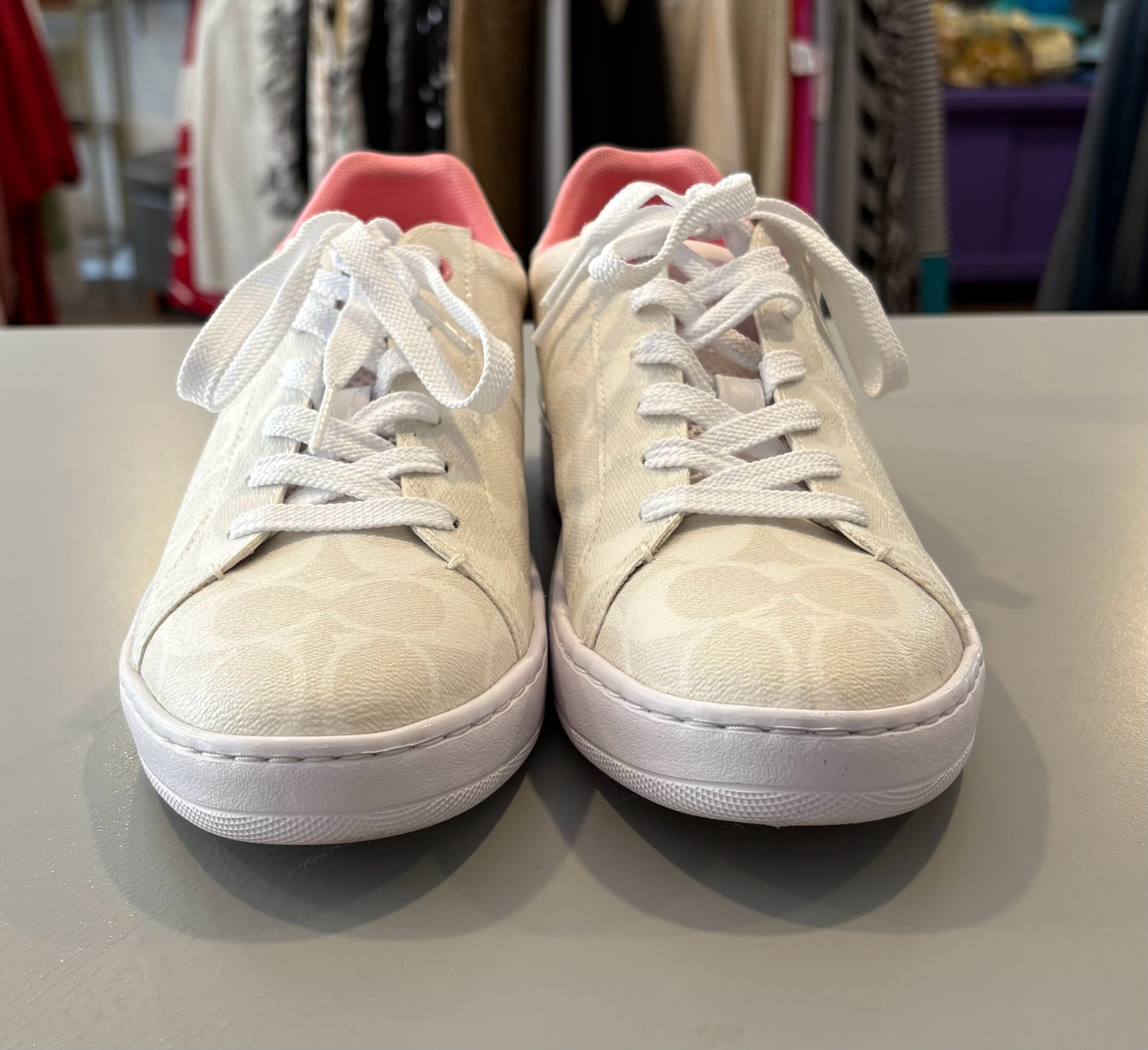 RARE Coach Clip Signature PVC Low Top Sneakers in Optic White Sz:9B