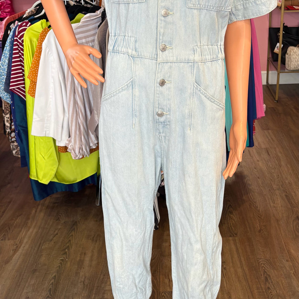 NWT Free People Denim Jumpsuit in the Color Clear Skies Size:XS