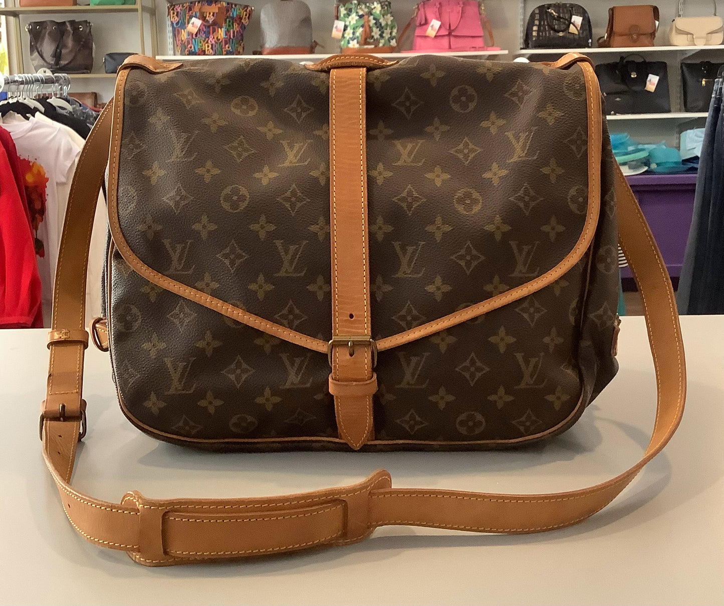 Louis Vuitton Saumur 35 Crossbody Bag Brown Monogram