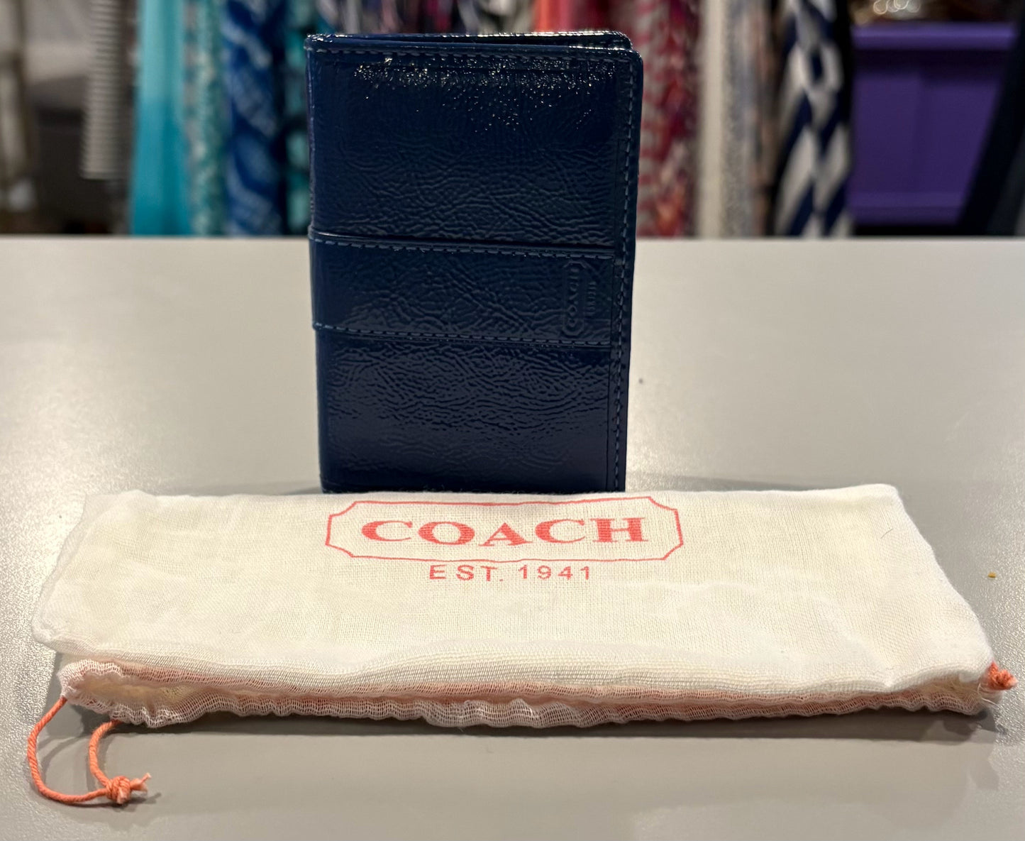 Coach Royal Blue Patent Leather Small Wallet