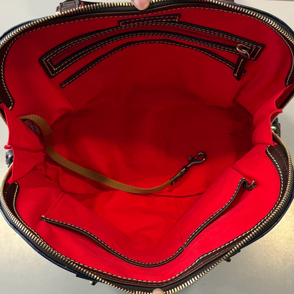 
                      
                        RARE Dooney and Bourke Oakdale Midnight Blue Croc Zip Zip Satchel SN: J17533244
                      
                    