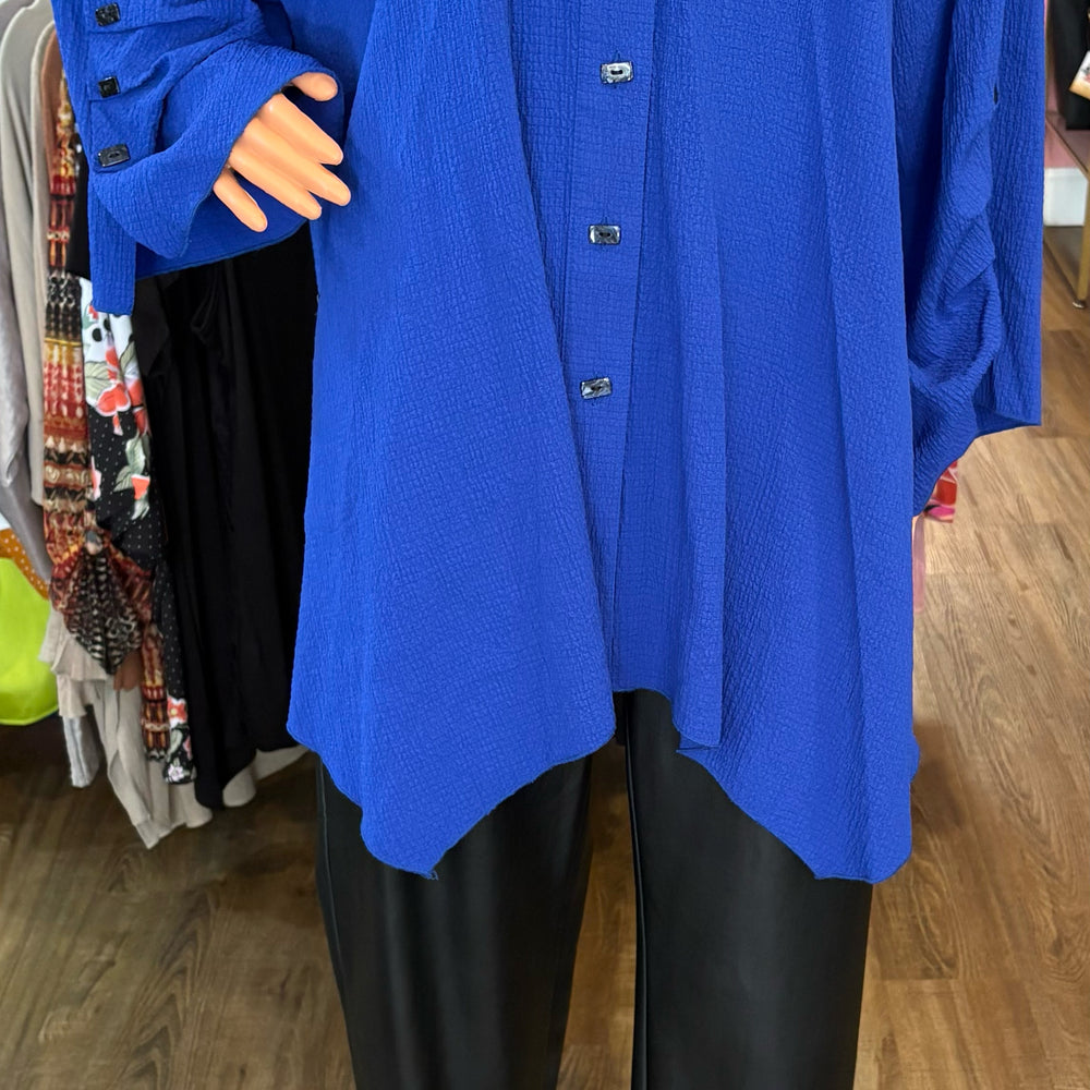 Calessa Royal Blue Button Up Top Size:2X