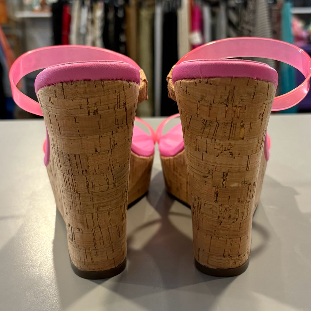 
                      
                        Jessica Simpson Tumile Pink Cork Wedge Sandals Size:8M
                      
                    