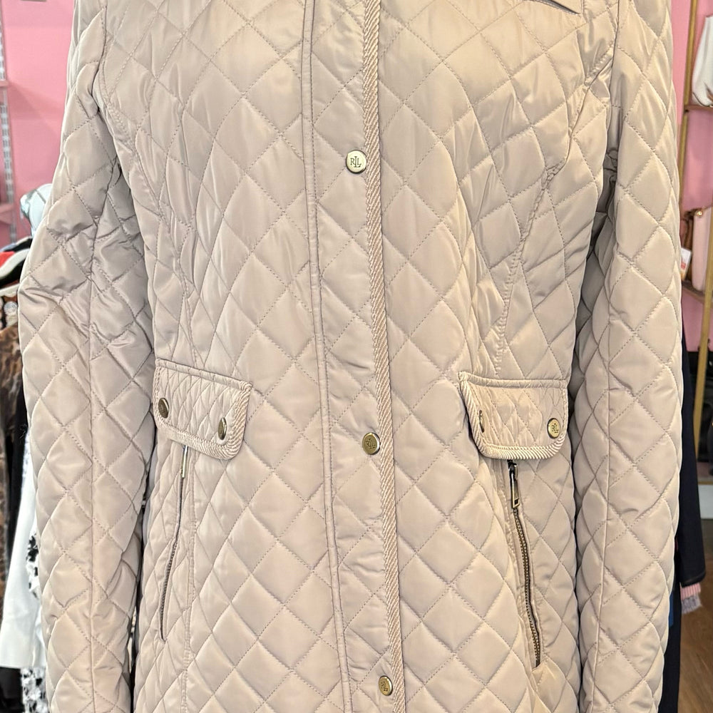 NWT Lauren Ralph Lauren Light Brown/Taupe Diamond Quilted Jacket Size: XLarge