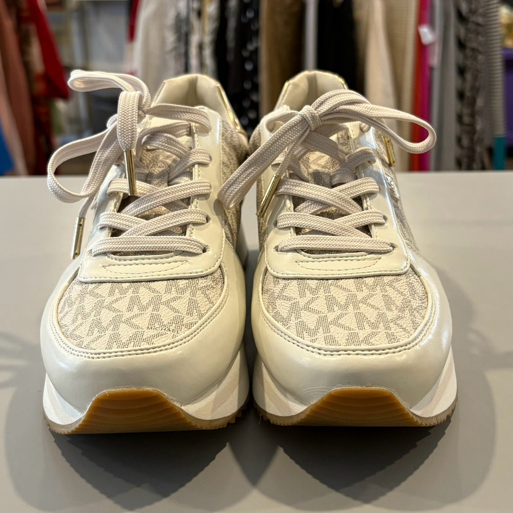 Michael Kors Monique Trainer Sig Semi Lux Sneakers in Cream Size:9