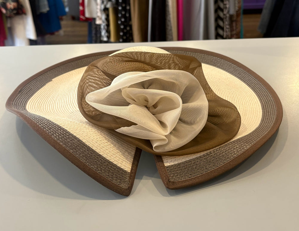 Sylvia Brown and Beige Straw Hat