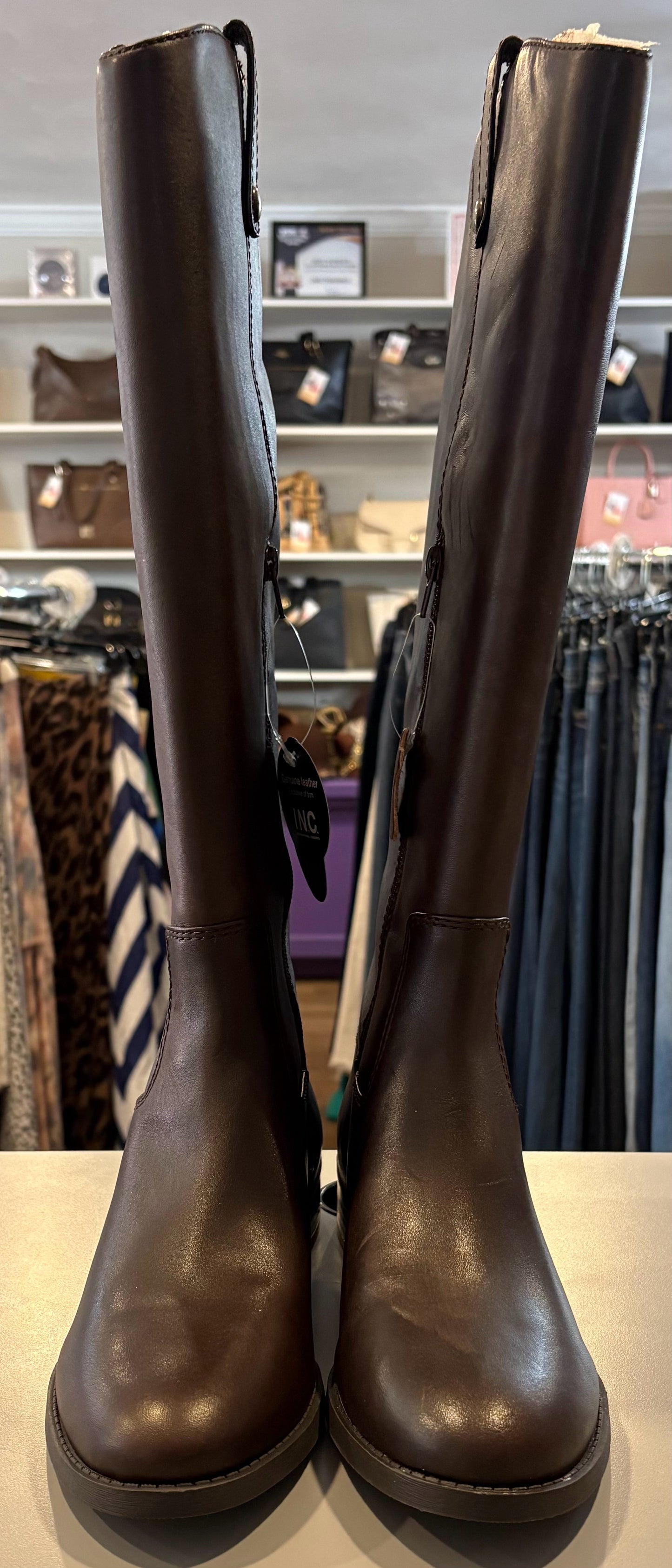 NWB I.N.C International Concepts Fawne Knee High Boots in Chocolate Sz: 10.5M