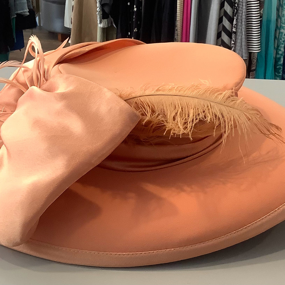 Champagne Italy Pastel Orange Church Hat with Large Bow Detailing