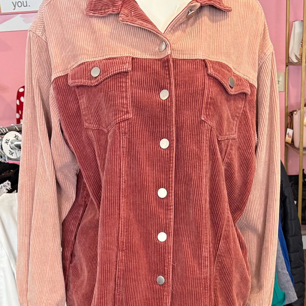 Peach Love Dark Pink Corduroy Jacket Size: M