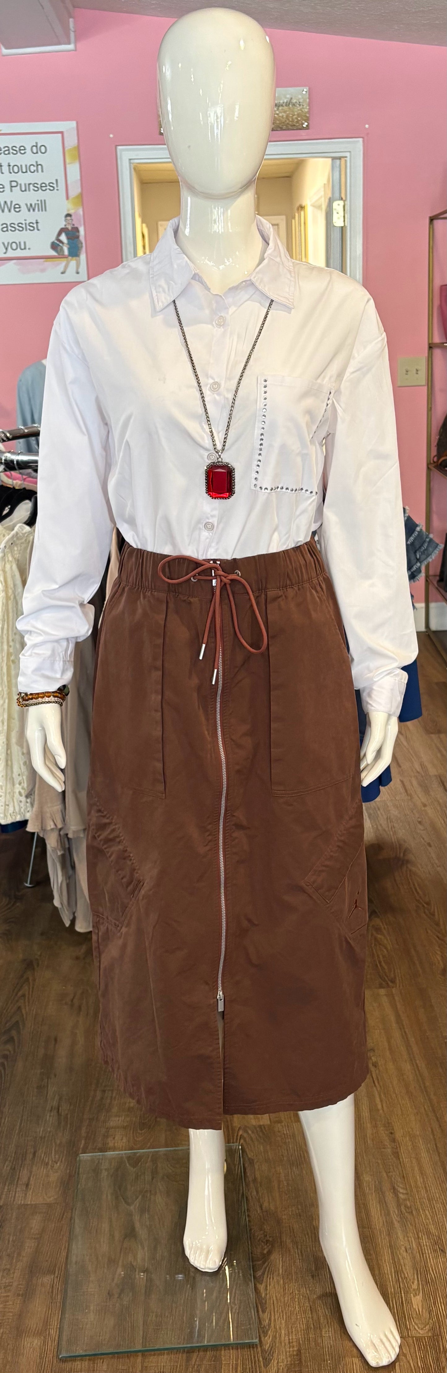 NWOT RARE Jordan Chicago Cargo Skirt in Dark Pony Sz:S