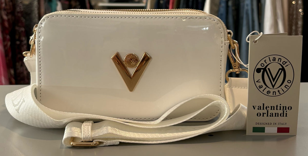 NWT Valentino Orlandi White Double Zip Crossbody Bag