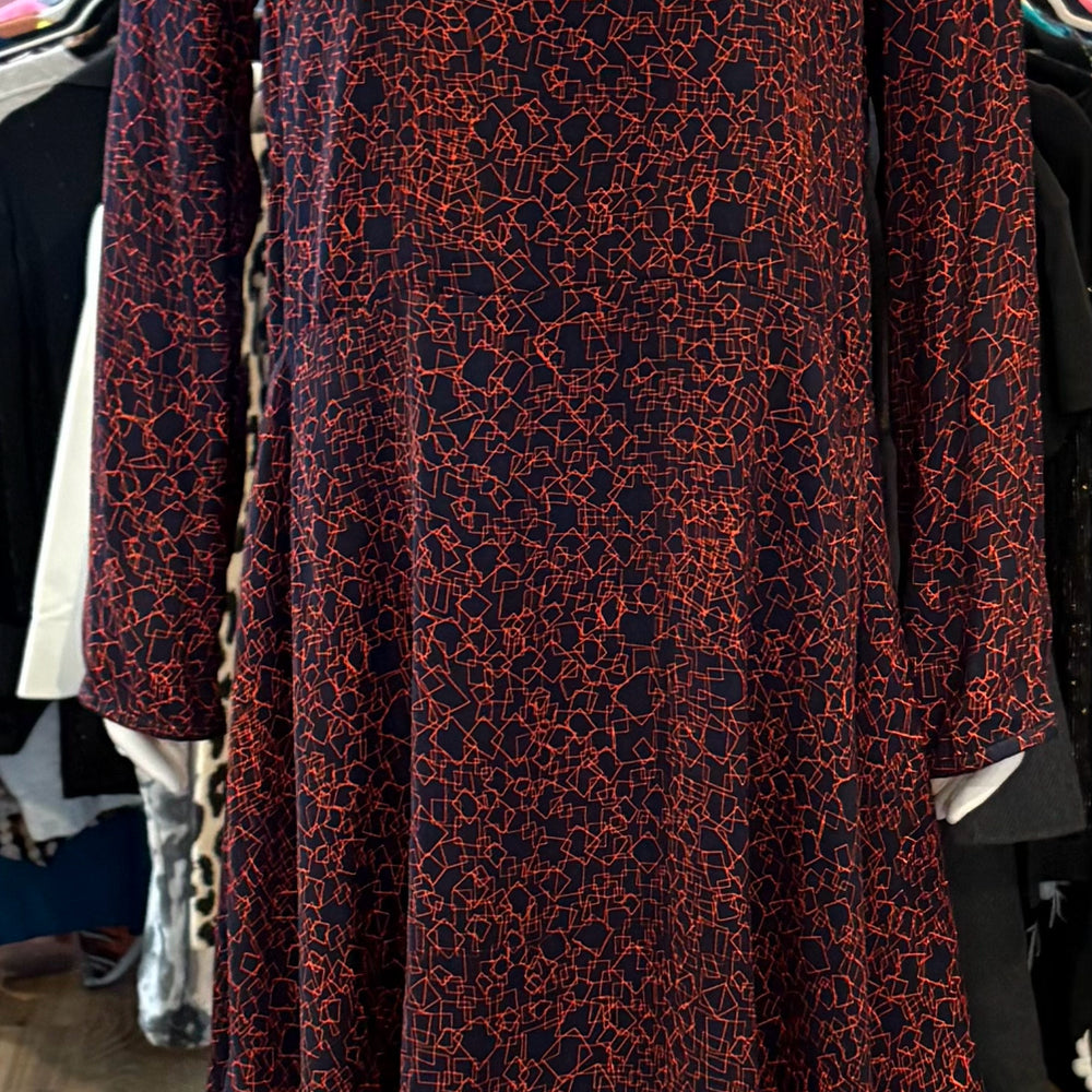 NWT Lilla | P Coral and Navy Geometric Design Dress Size: L