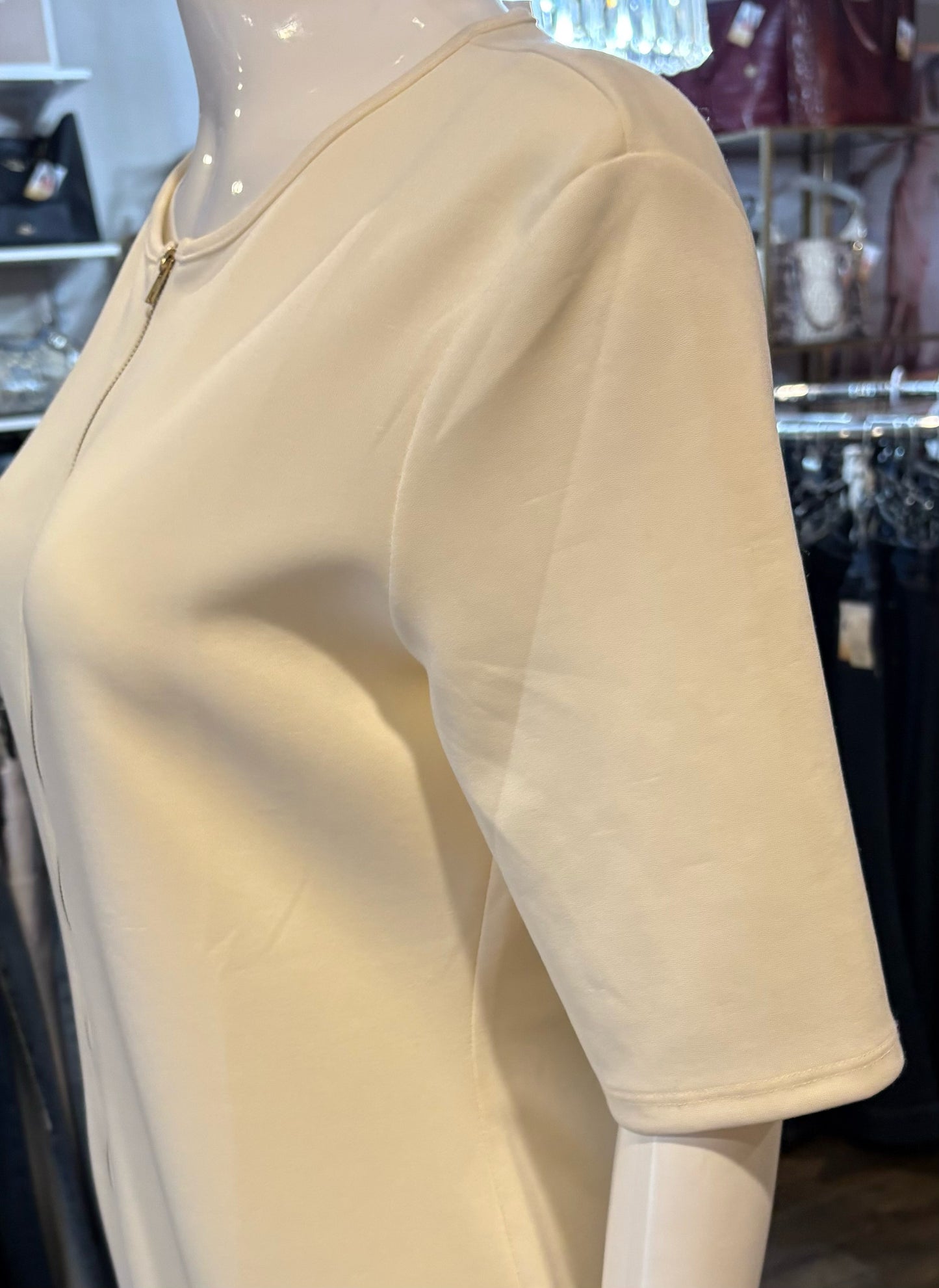 NWT charlotte russe K + Glam Cream Dress with Zipper Detailing Size: 3X