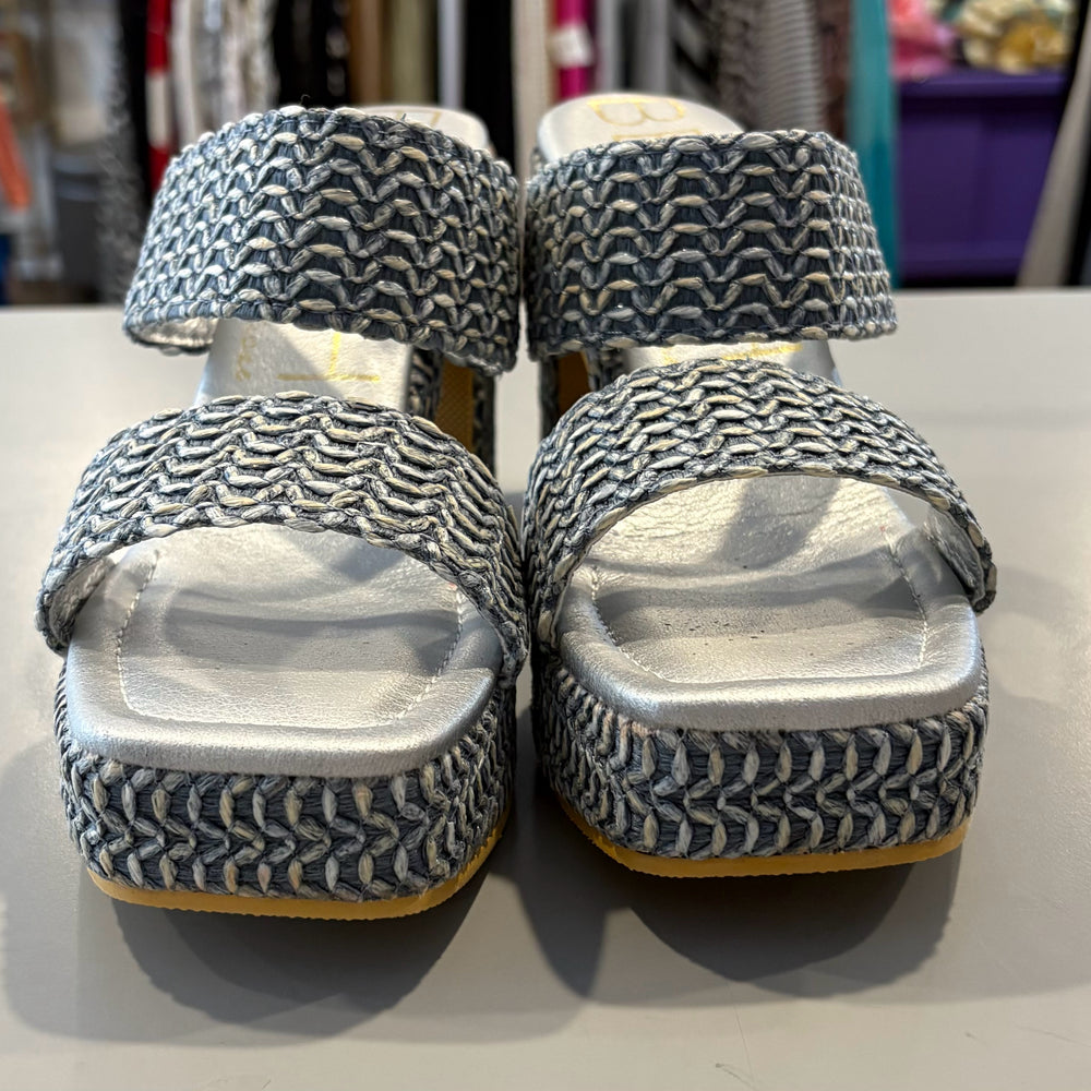 Beach by Matisse Blue Woven Platform Sandal Heels Size:10M