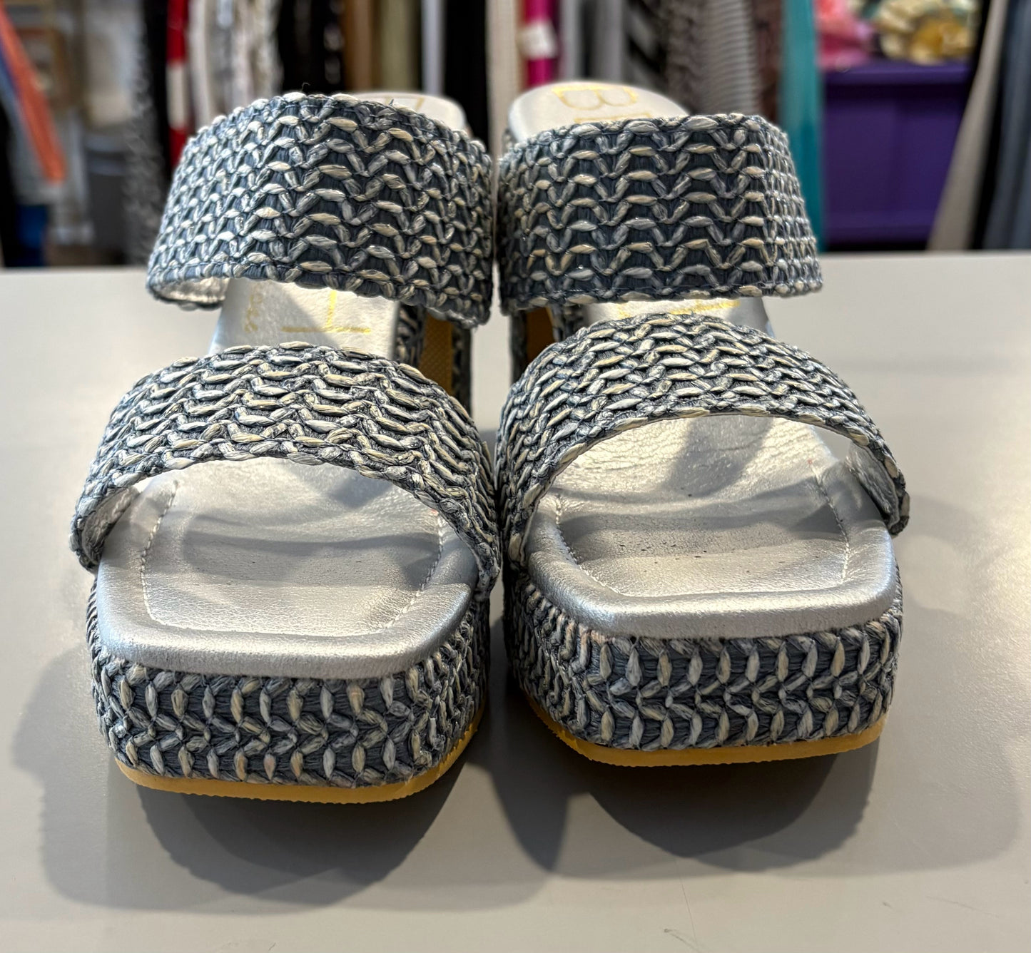 Beach by Matisse Blue Woven Platform Sandal Heels Size:10M