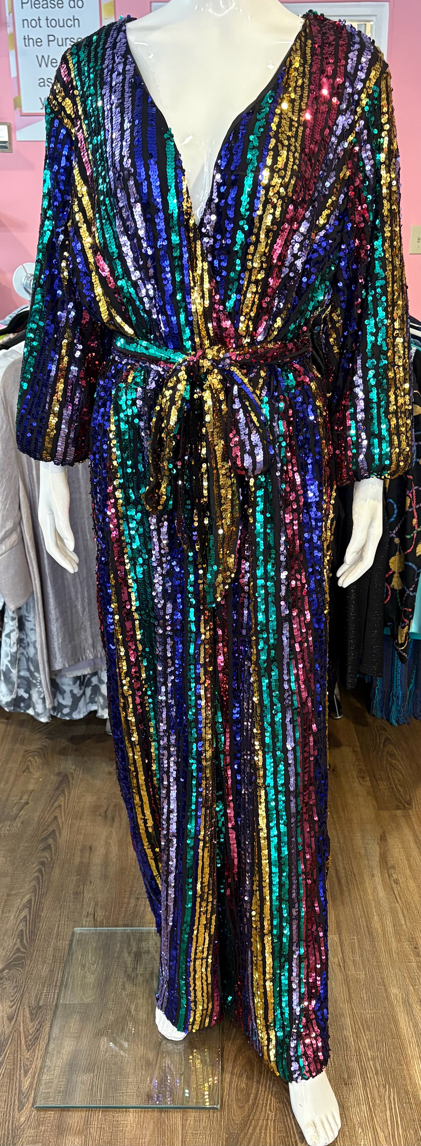 NWOT Eloquii Sequined Multi-Colored Evening Jumpsuit Size:16