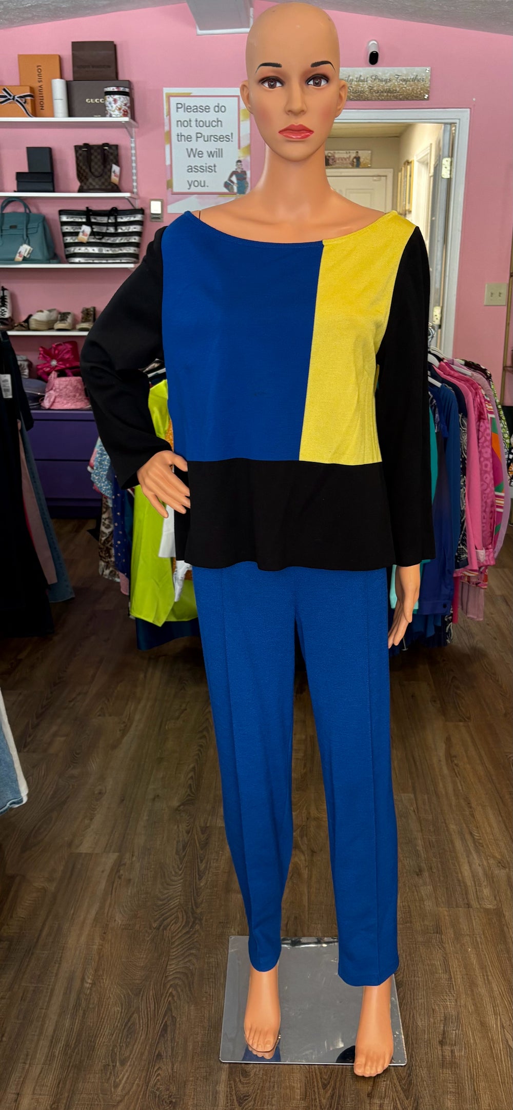 St. John Blue Colorblock 2 Piece Set Size:L