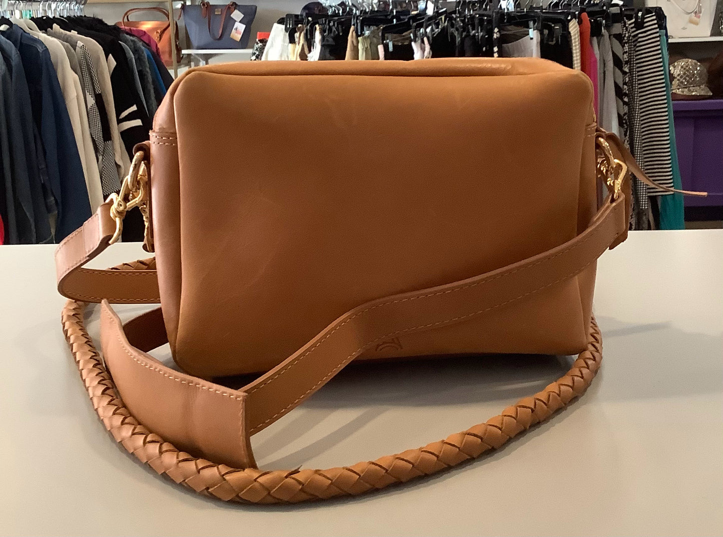 ABLE Nicasia Leather Crossbody in Cognac