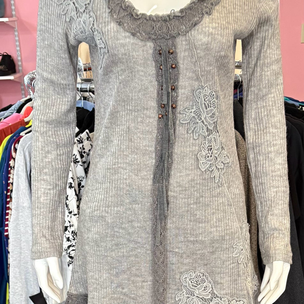 NWT Pretty Angel Grey Asymmetrical Sweater Top Sz: S