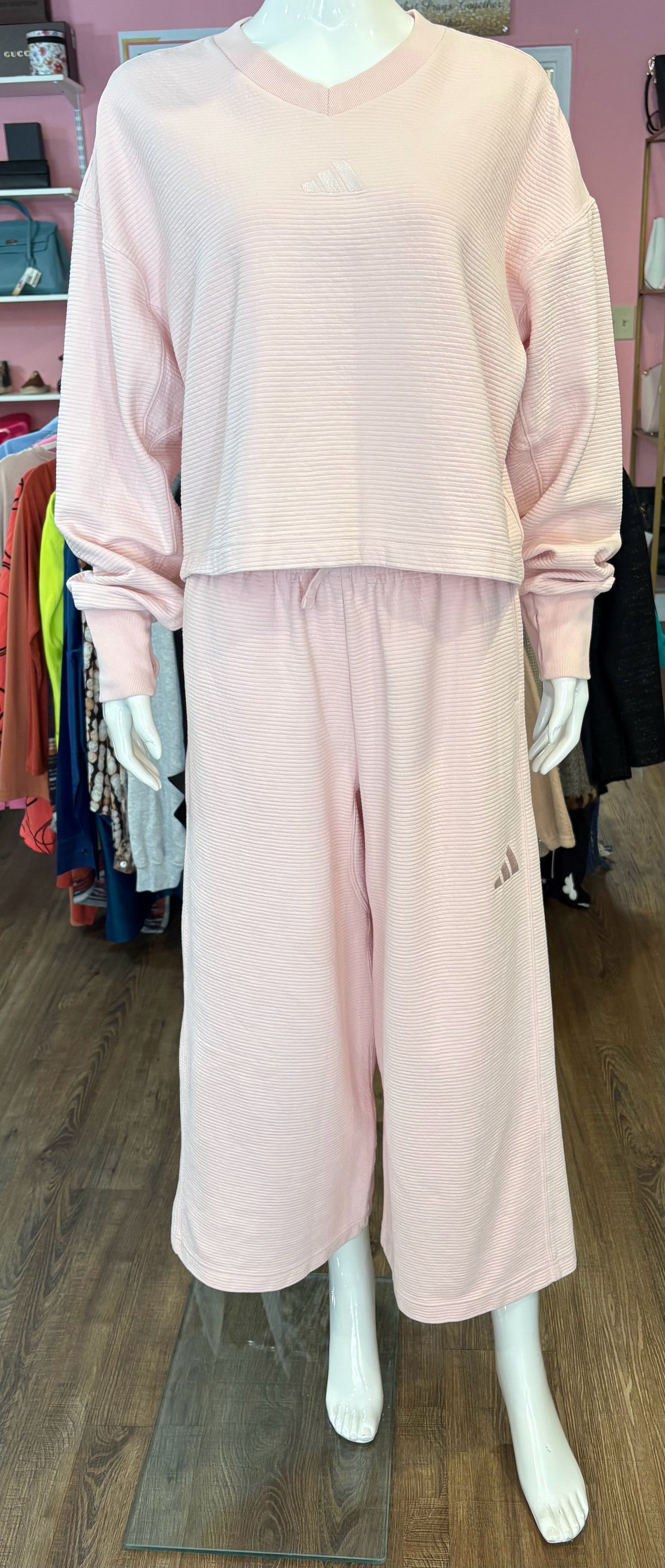 RARE Adidas All SZN Ribbed Light Pink 2 Piece Set Size:M