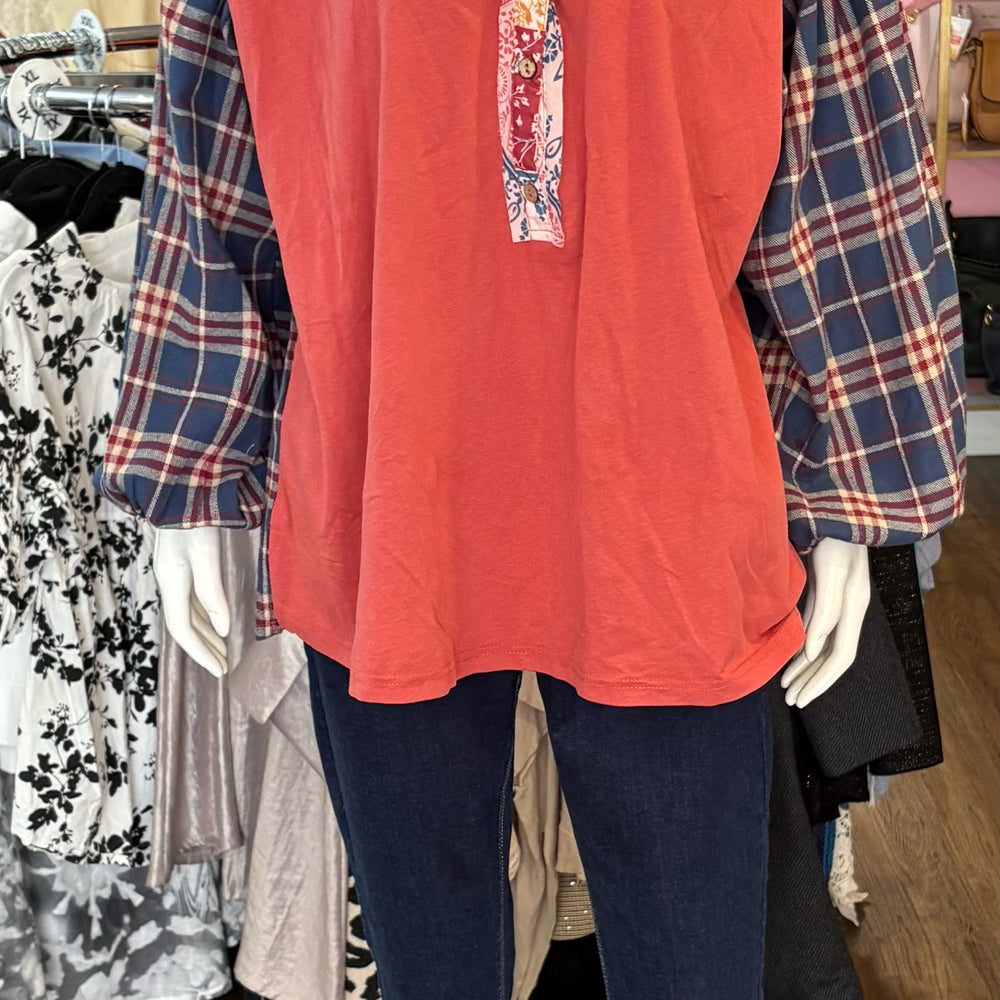 NWT Easel Multi Colored Flannel Blouse Size: M