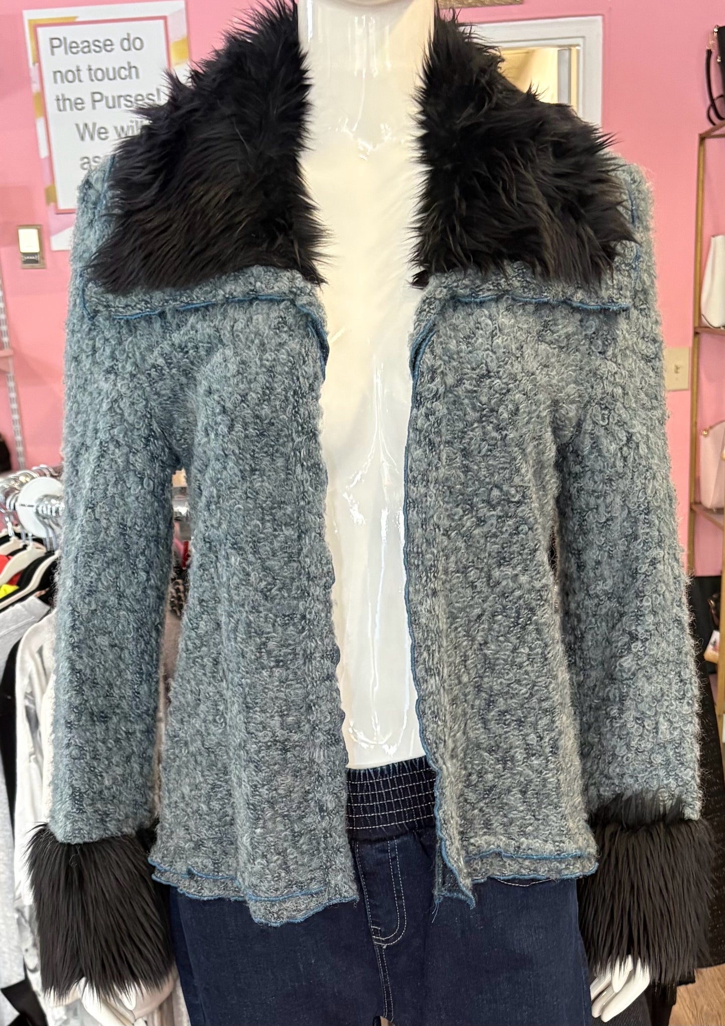 NWOT Connie's MoonLight Faux Fur Fuzzy Cardigan Jacket Size: S