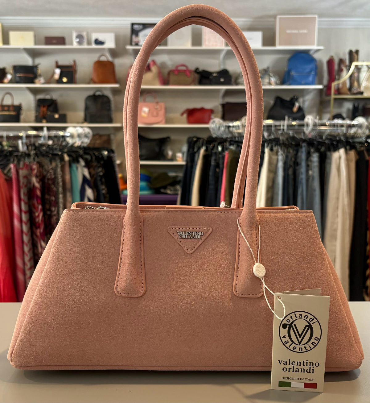 NWT Valentino Orlandi Pink Faux Suede Handbag