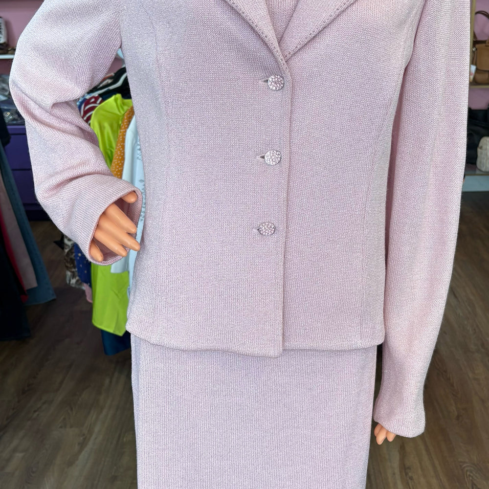 
                      
                        St. John Pink Rhinestone Embellished 3 Piece Skirt Set Size:10/12
                      
                    