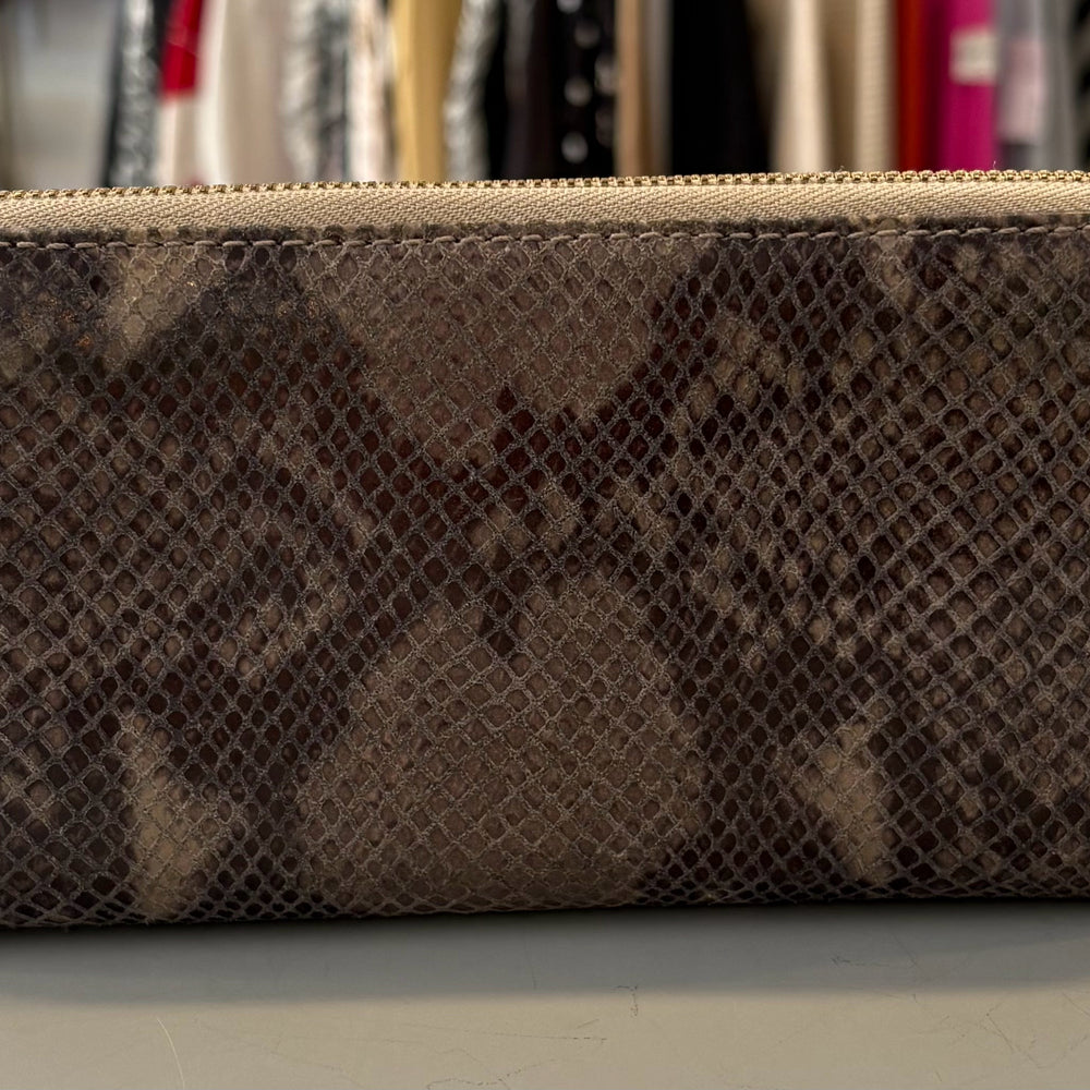 Michael Kors Faux Snakeskin Large Zip Around Wallet with Gold Hardware