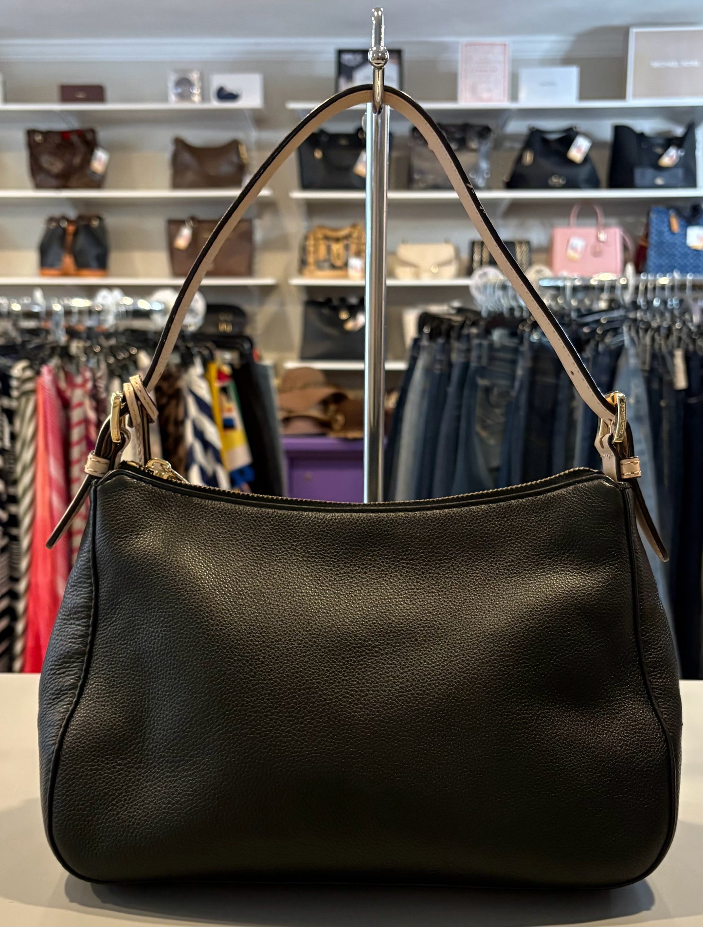Michael Kors Black Pebble Leather Shoulder Bag