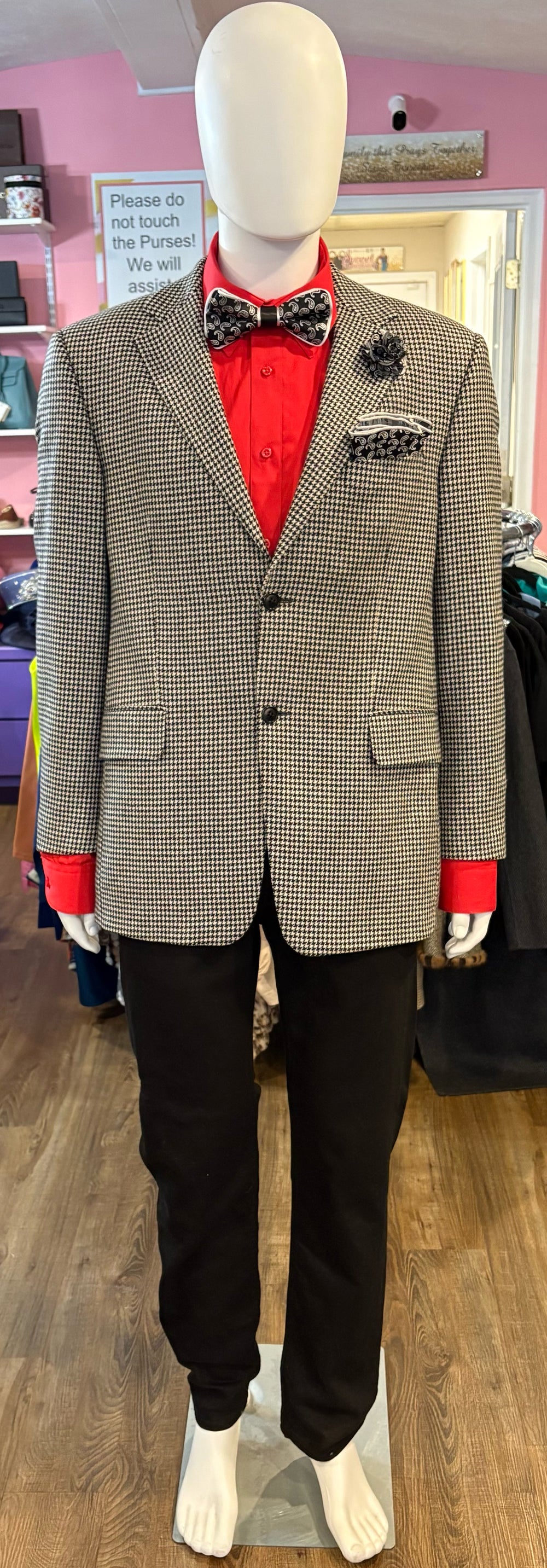 SilverStone Cashmere Black & White Houndstooth Blazer Size: 40R