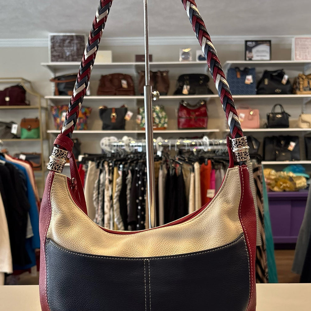 RARE Brighton Barbados Ziptop Hobo in Red, White, & Blue