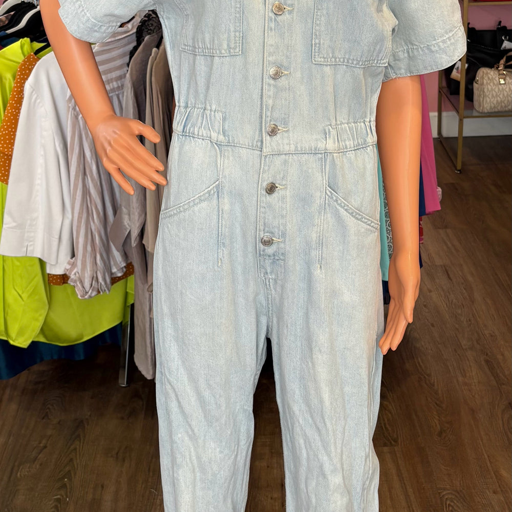 NWT Free People Denim Jumpsuit in the Color Clear Skies Size:XS
