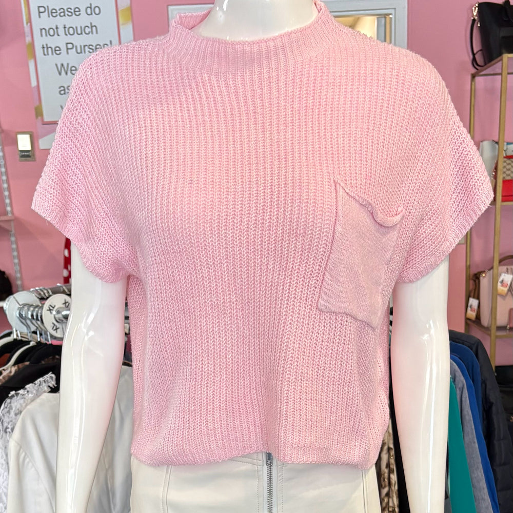 Sweater Generis Pink Short Sleeve Sweater Size:L