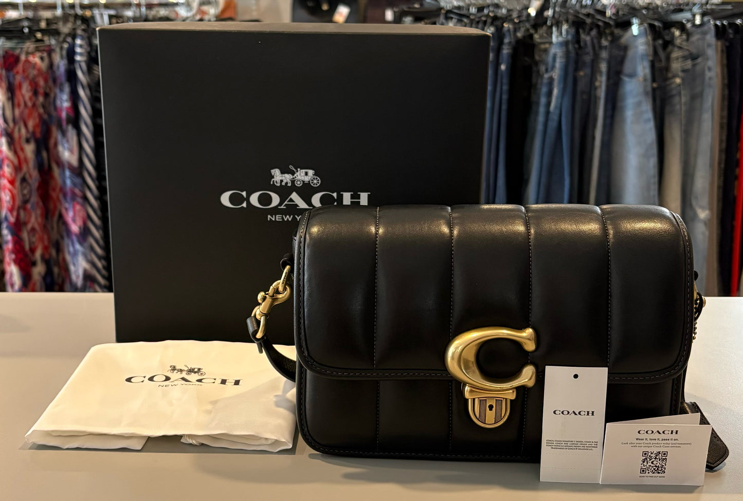 RARE NWT Coach Sudio Black Shoulder Bag with Quilting SN:C7725