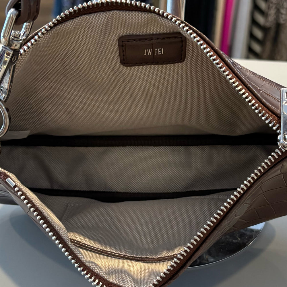 
                      
                        JW PEI Eva Brown Croc-Embossed Vegan Leather Shoulder Bag
                      
                    