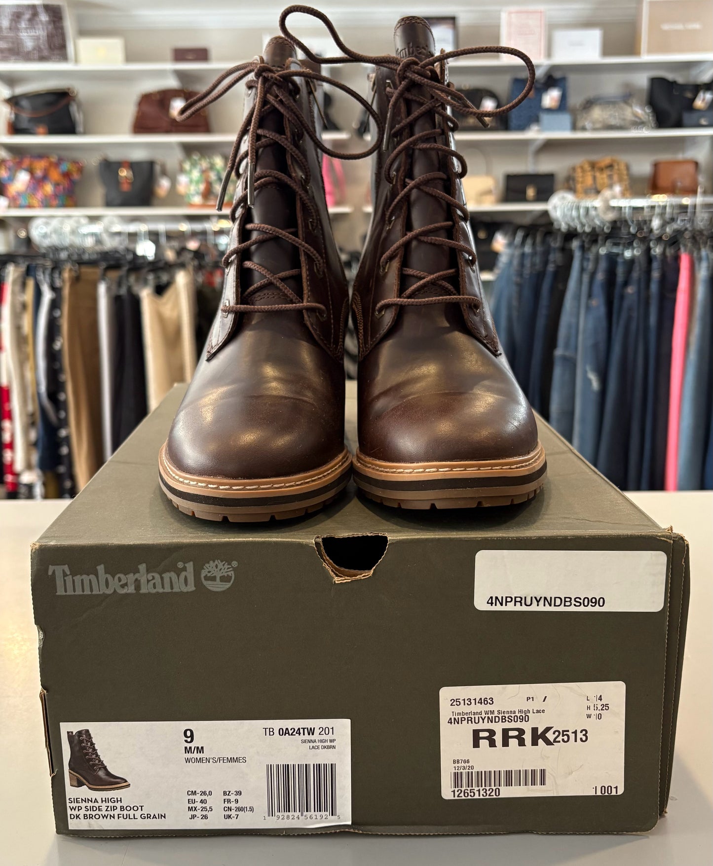 NWB Timberland Sienna High Lace Waterproof Side Zip Boots Size:9M