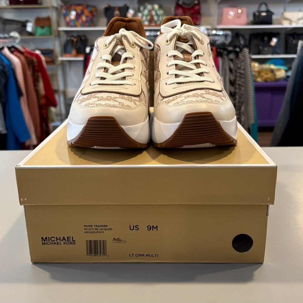 
                      
                        NWB Michael Kors Muse Trainer Mk Outline Jacquard in Light Cream Size:9M
                      
                    