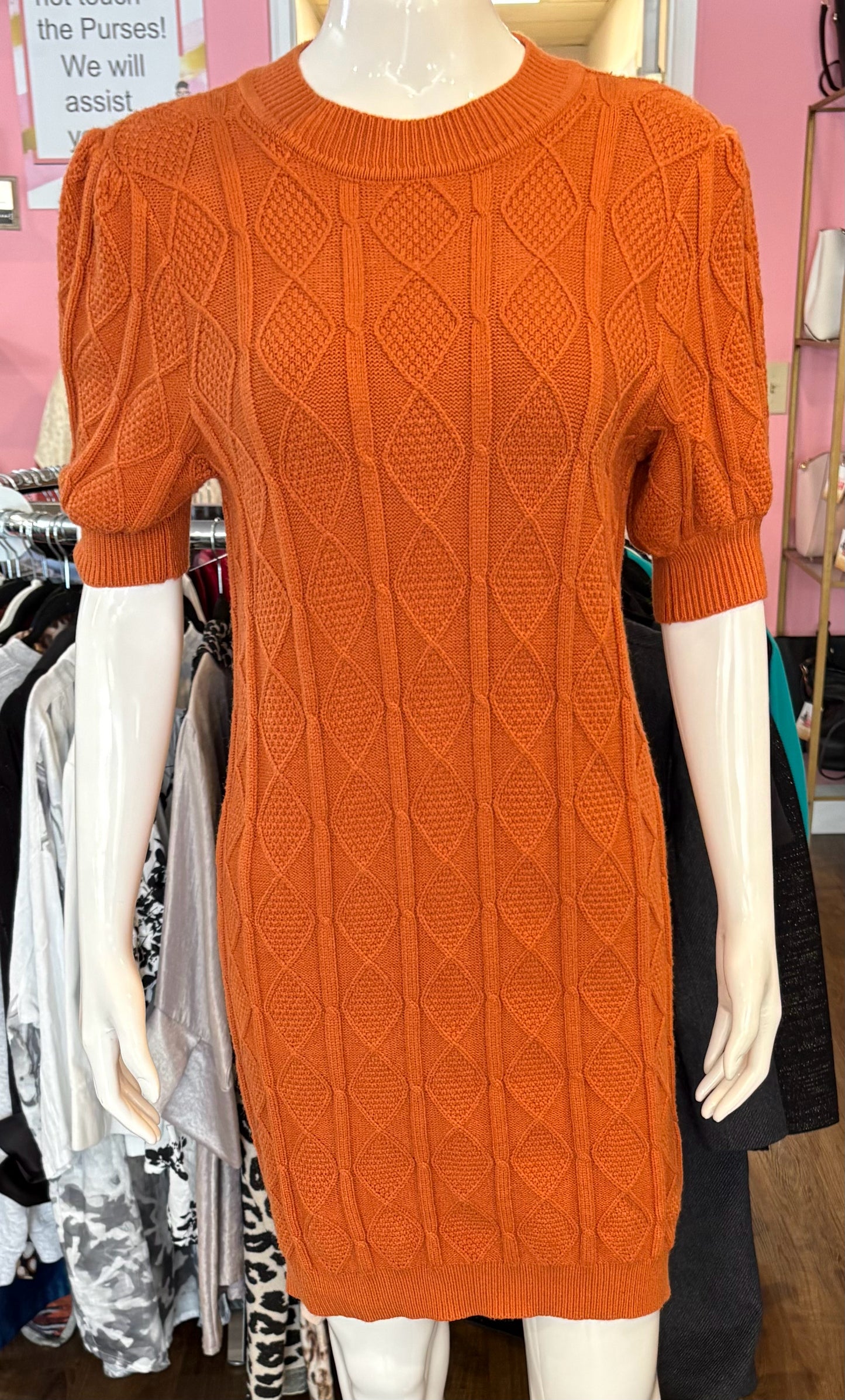 NWOT 70°F/ 21°C Orange Short Sleeve Sweater Dress Size:M