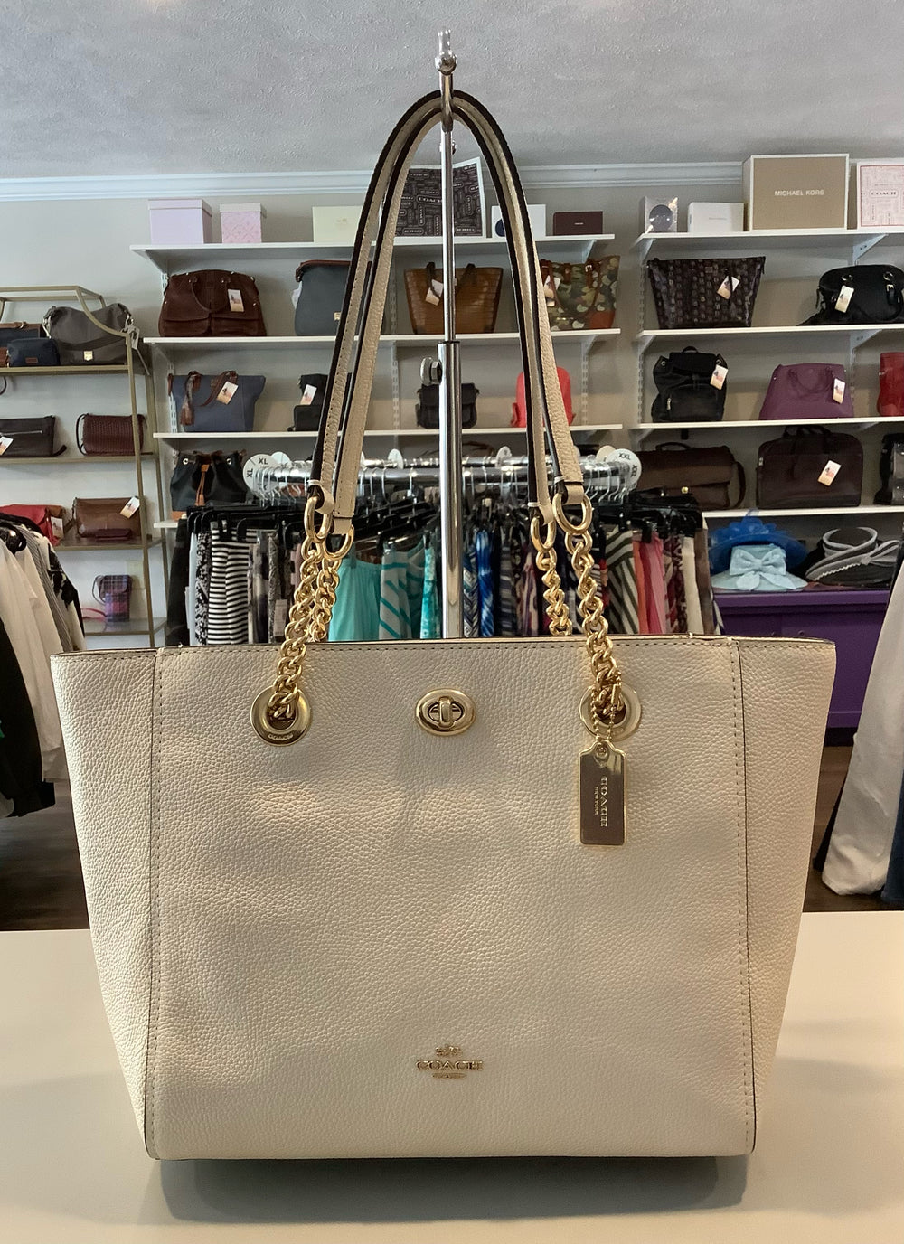 Coach Turnlock Chain Tote