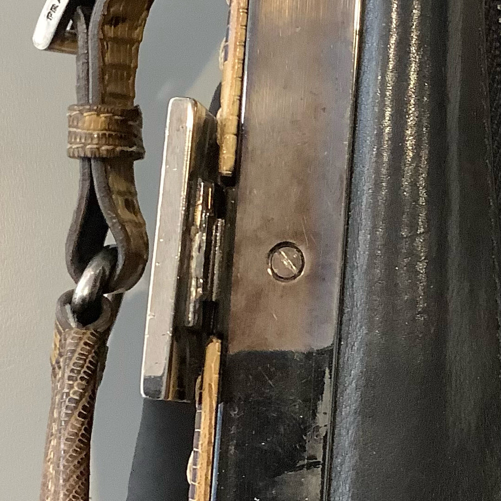 
                      
                        Vintage Prada Black Nylon Lizard Trim Pocket Frame Nero Bag BR2842
                      
                    