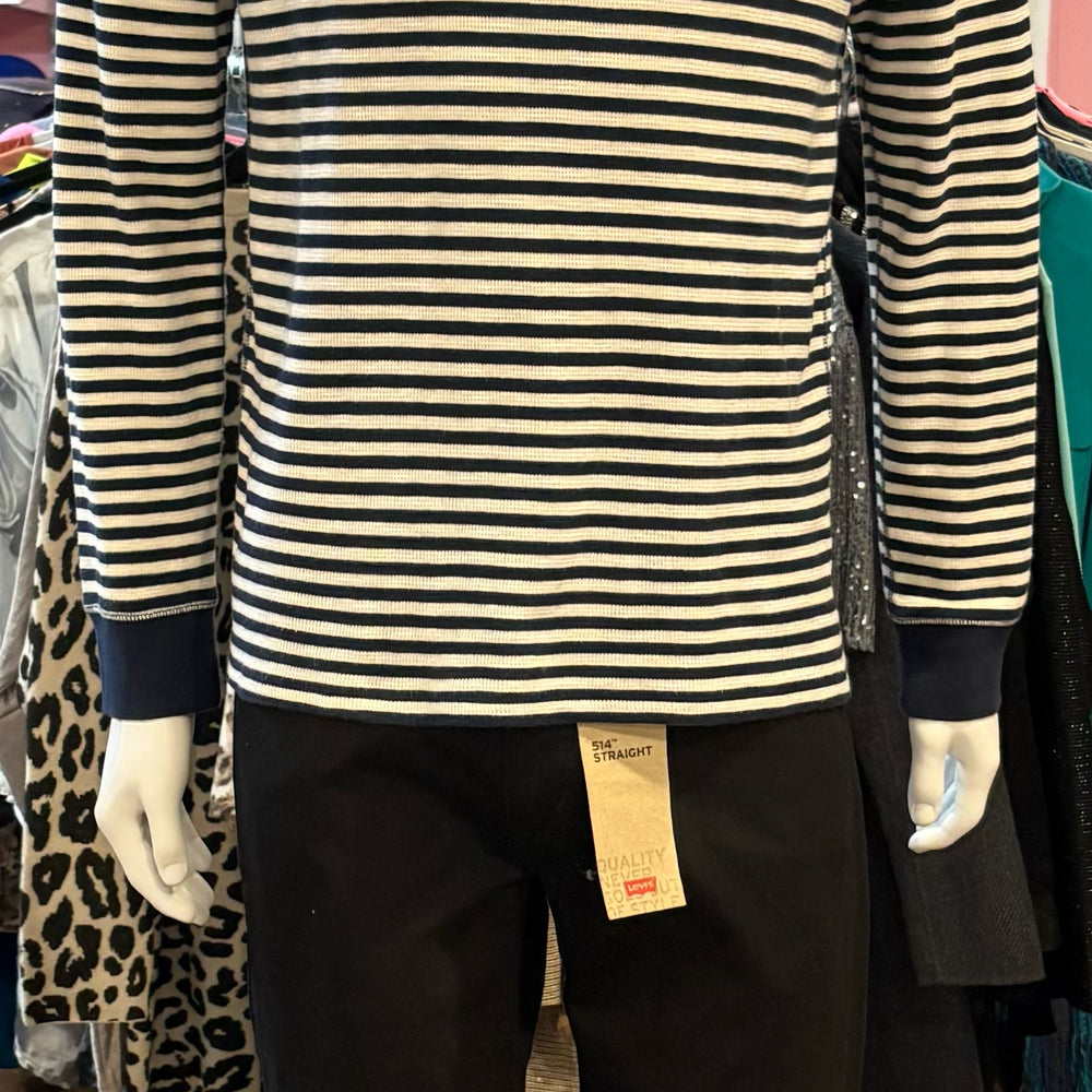 NWOT Polo Ralph Lauren Men's Knit Navy Blue & White Striped Shirt Size:XL(18-20)