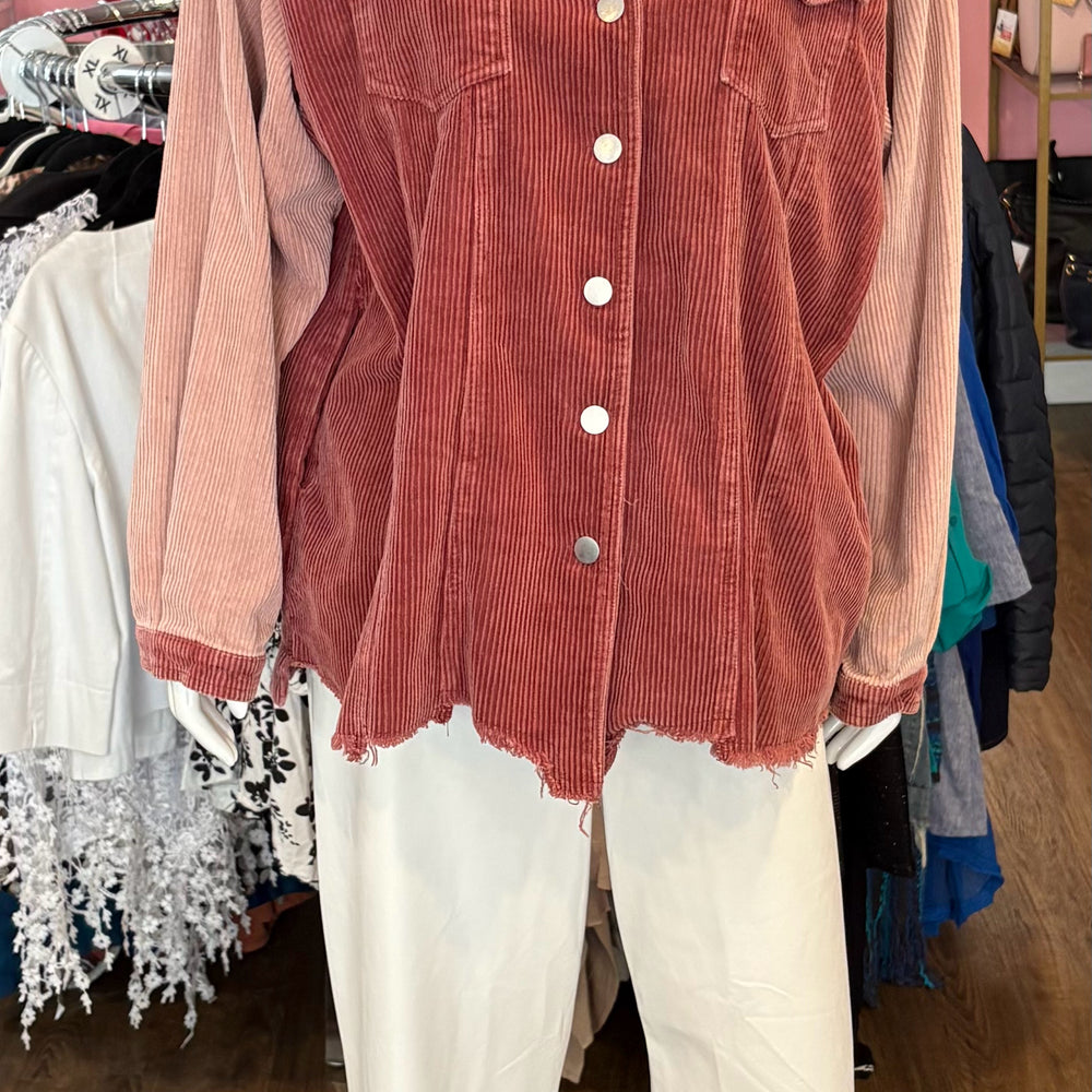 Peach Love Dark Pink Corduroy Jacket Size: M
