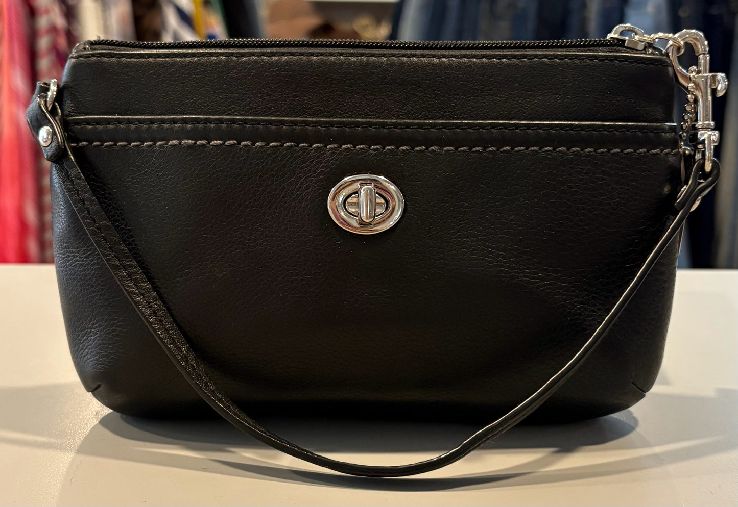Coach Black Leather Wristlet